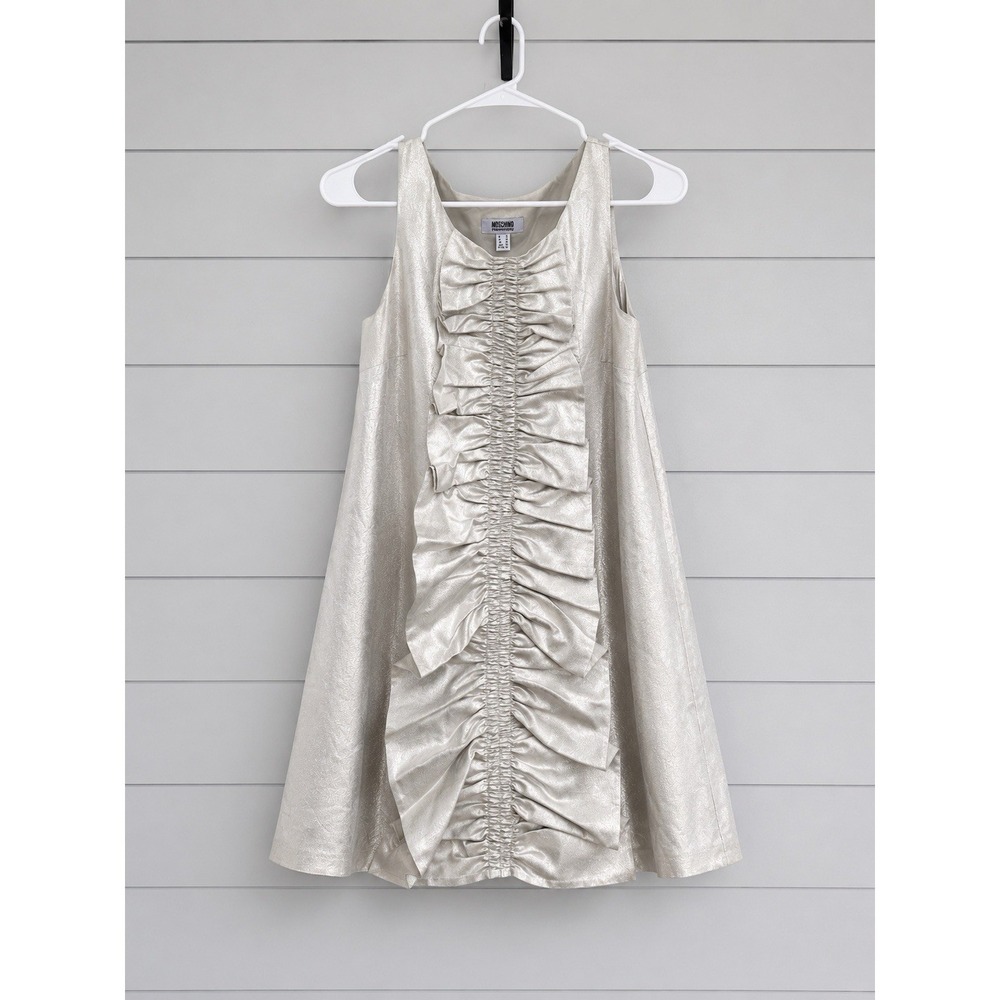 Vintage Y2K Moschino Cheap & Chic Silver Ruched Party Dress IT 42 US 8